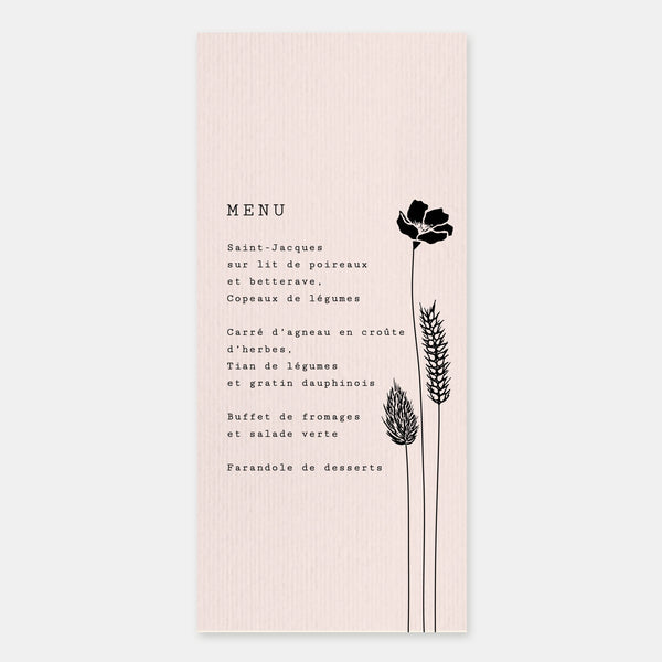 Menu Mariage Fleurs Séchées