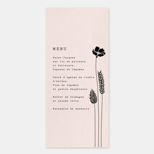 Menu Mariage Fleurs Séchées