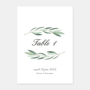 Marque table de mariage classique feuillages - 5ex
