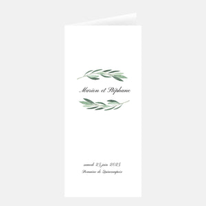Classic Foliage Wedding Menu