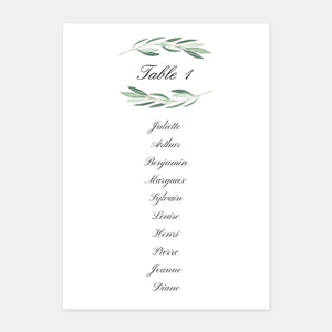 Classic foliage wedding table plan - 5ex