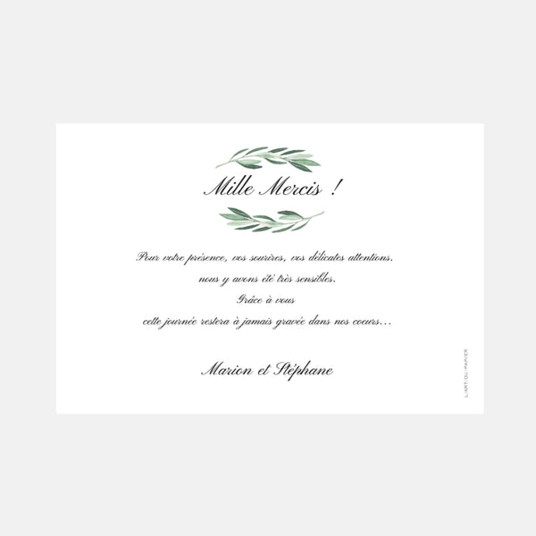 Classic foliage wedding thank you card