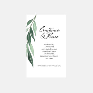 Carton invitation de mariage Transparence Feuillages