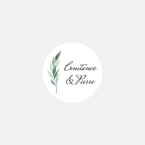 Stickers personnalisés mariage Transparence Feuillages