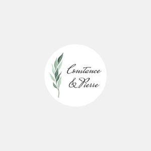 Personalisierte Hochzeitsaufkleber „Transparent Foliage“.
