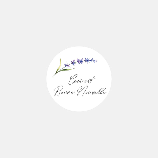 Stickers personnalisés mariage transparence Lavandes