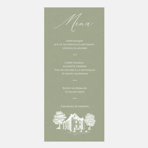 Menu de mariage transparence domaine des Tourelles