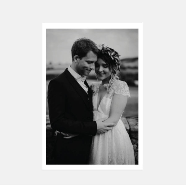 Wedding thank you card with transparent photo Domaine des Tourelles