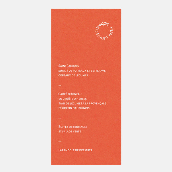 Modernes Kreis-Hochzeitsmenü