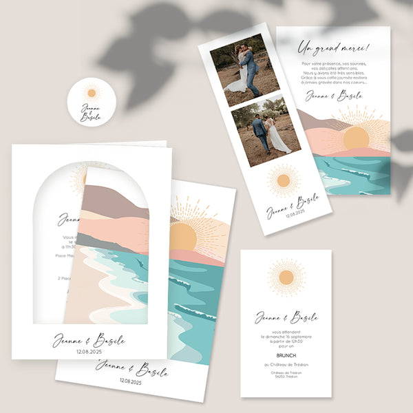 Wedding invitation sunset beach program