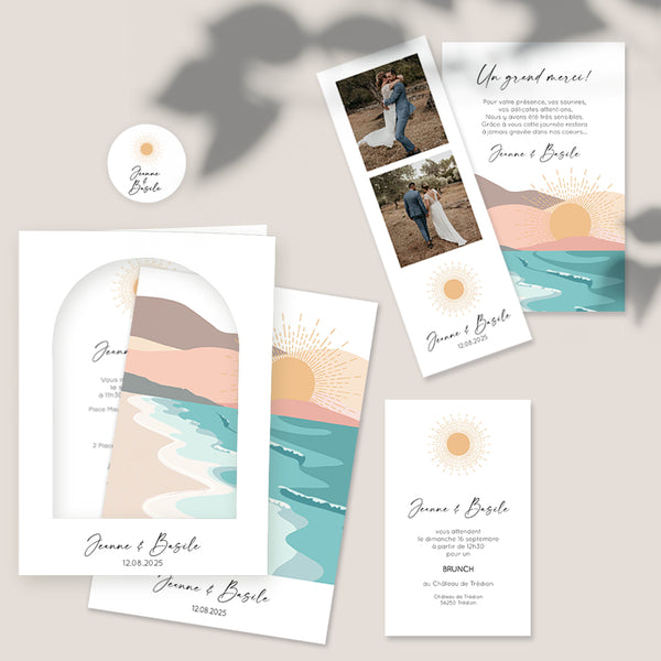 Faire-part de mariage programme sunset beach