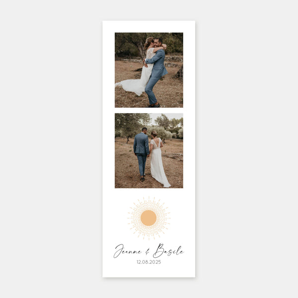 Sunset beach wedding photo booth