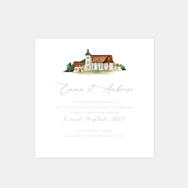 Faire-part de mariage Domaine aquarelle