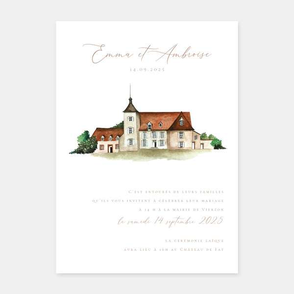 Faire-part de mariage Domaine aquarelle