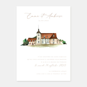 Faire-part de mariage Domaine aquarelle