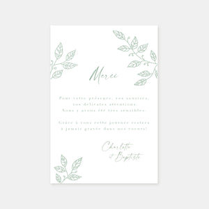 Foliage wedding thank you card