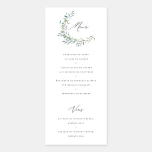 Juliet's crown wedding menu