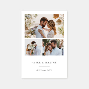 Carton remerciement mariage un joli moment 3 photos +1