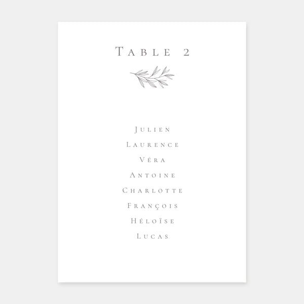 Plan de table de mariage nature chic