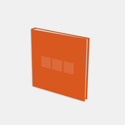 Gästebuch 25x24, Innenbereich aus orangefarbenem Canvas und Creme
