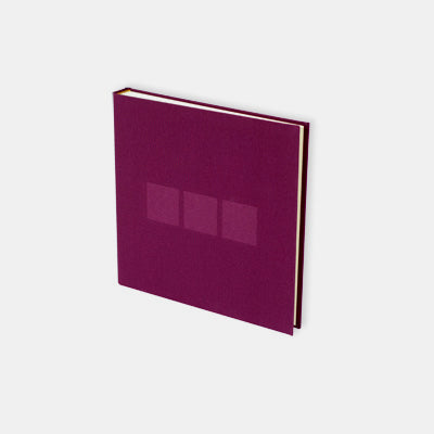 Gästebuch 25x24 Aubergine Canvas cremefarbene Innenseite
