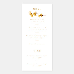 Watercolor ginkgo biloba wedding menu