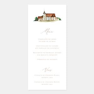 Watercolor field wedding menu