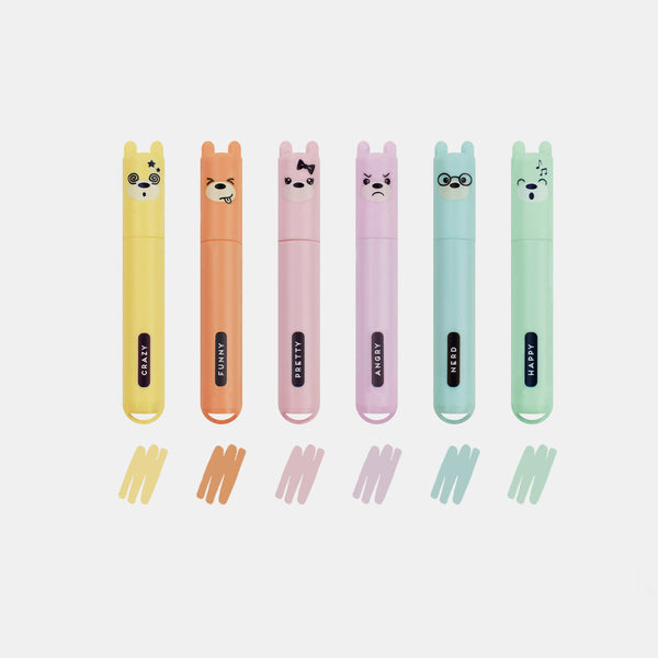 Set of 6 teddy s style pastel highlighters