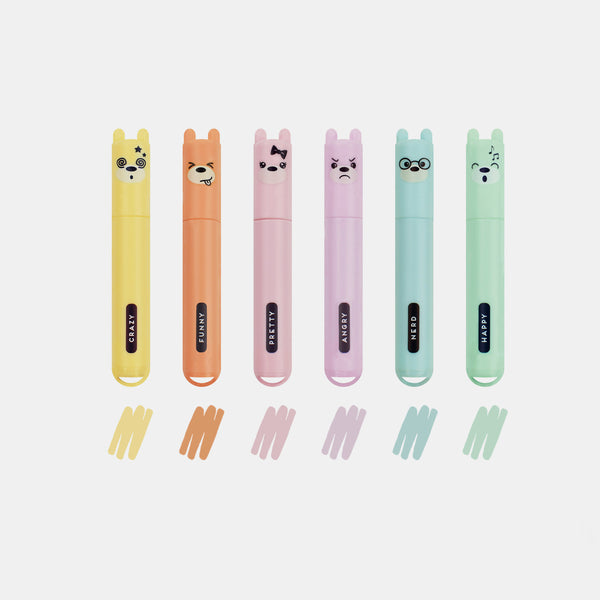 Set 6 surligneurs pastel teddy s style