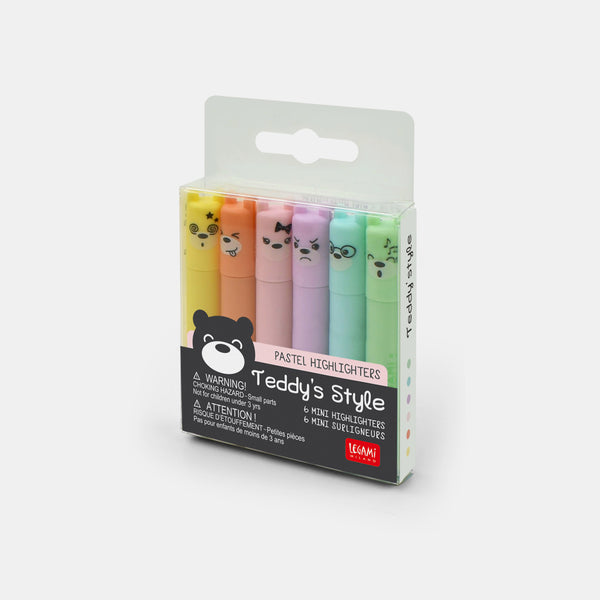 Set of 6 teddy s style pastel highlighters