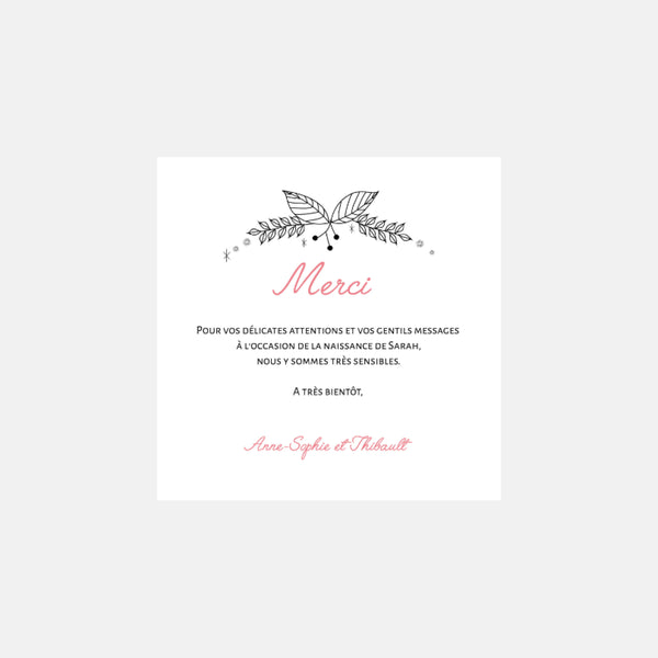 Unicorn birth thank you card