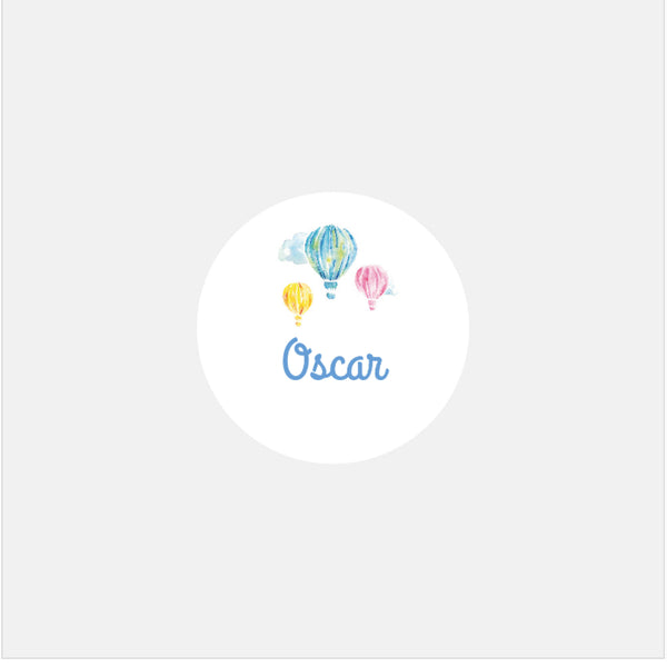 Personalized hot air balloon birth stickers - 48ex