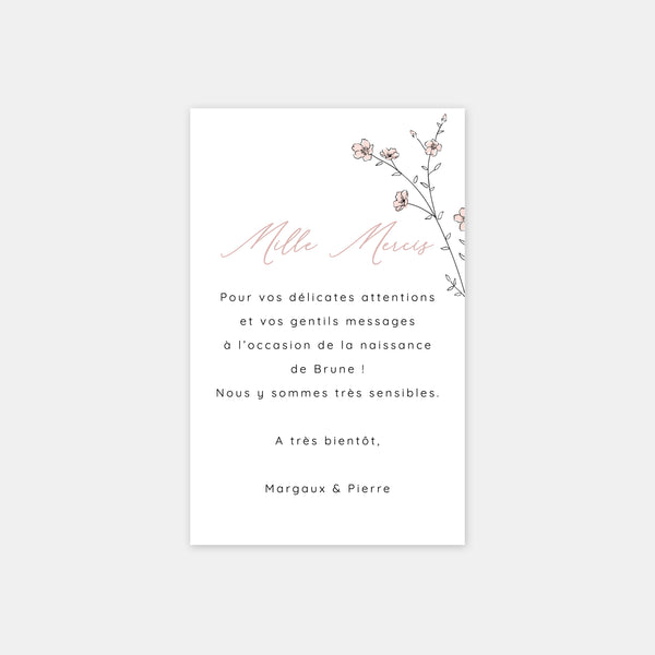 Birth thank you card Cherry trees