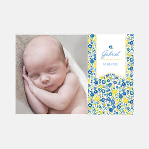 Faire-part de naissance carte postale liberty