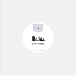 Stickers personnalisés naissance ours polaire - 48ex