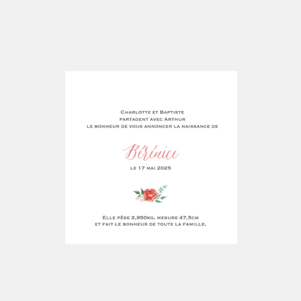 Faire-part naissance petites fleurs