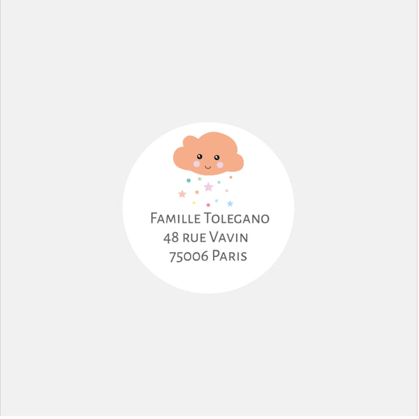 Personalized cloud family birth stickers - 48ex