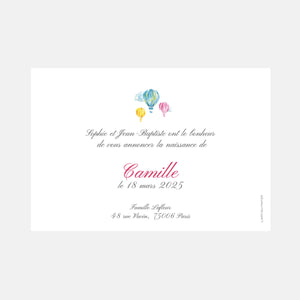 Classic hot air balloon birth announcement