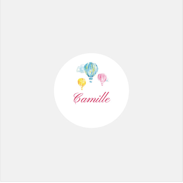 Personalized classic hot air balloon birth stickers - 48ex