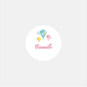 Stickers personnalisés naissance clasique montgolfière - 48ex
