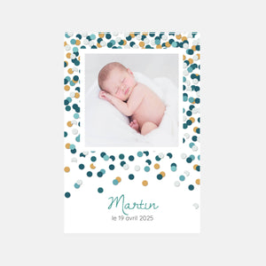 Faire-part de naissance confettis