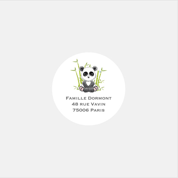 Personalized panda birth stickers - 48ex
