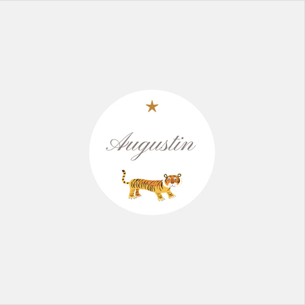 Personalized tiger birth stickers - 48ex