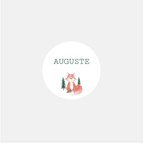 Personalized little fox birth stickers - 48ex