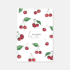 Watercolor cherry birth announcement