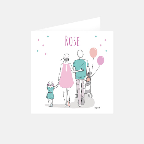 Faire-part naissance Ma famille rose grande soeur by Kopines