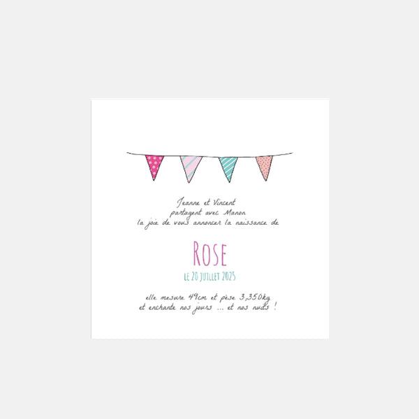 Faire-part naissance Ma famille rose grande soeur by Kopines