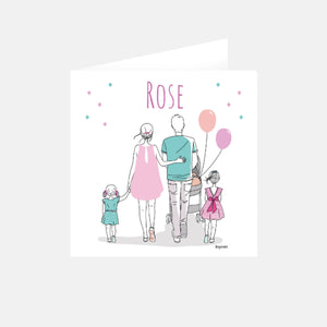 Faire-part naissance ma famille rose 2 soeurs by Kopines