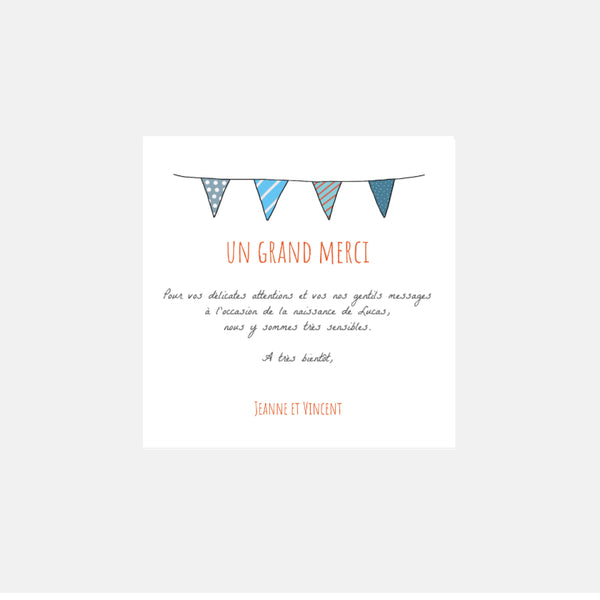 Birth thank you card My blue family by Kopines