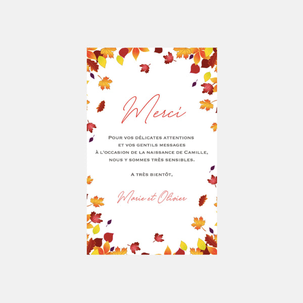 Birth thank you card Autumn Walk by Kopines